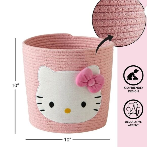Hello Kitty Bow Rope Decorative Storage Bin- Pink - Picture 4 of 16